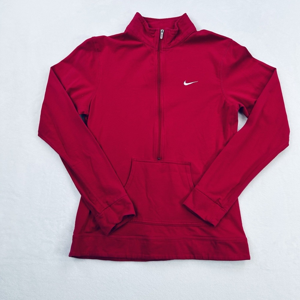 Nike Sweater Womens Small Pink Red White Swoosh Outdoor Zip Sweatshirt Ladies